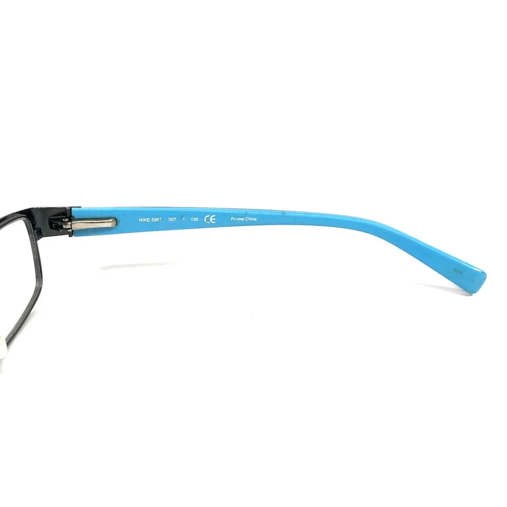 Nike Kids Eyeglasses Frame 5567 307 Gunmetal Gray Black Blue Rectangle 48-16-130